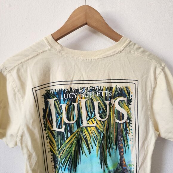 Lucy Buffett Lulus Restaurant Comfort Colors Graphic Shirt Small Yellow - Picture 2 of 7